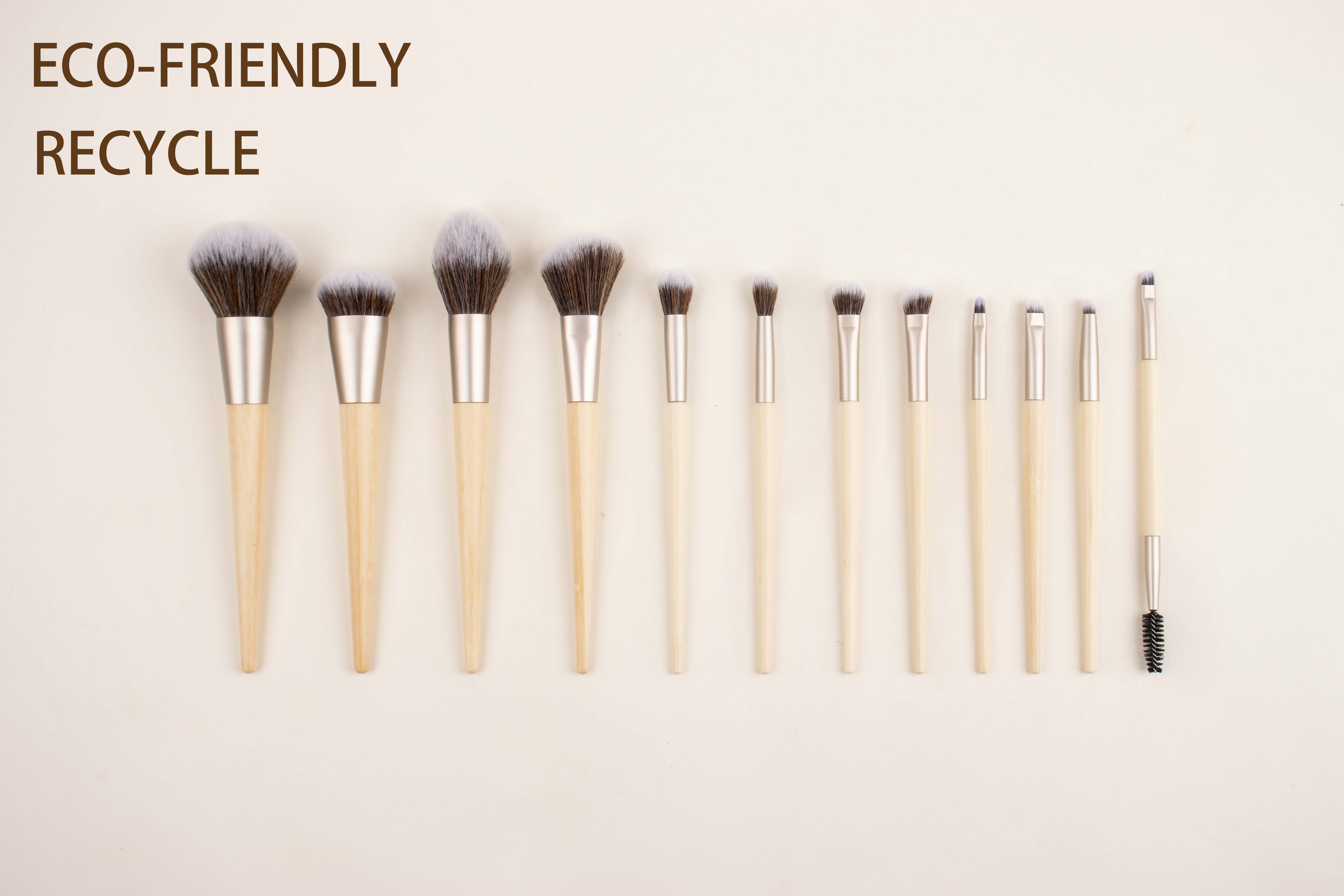 Eco-Friendly Makeup Brushes: Professional environmental bleached wood makeup brush